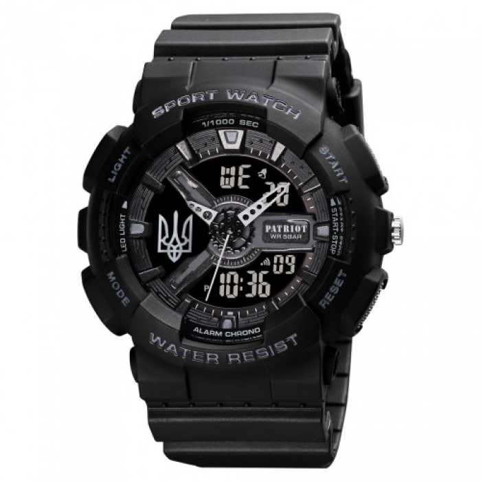 Годинник наручний Patriot 005 Тризуб срібло Black + Коробка.