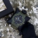 Годинник наручний Patriot 005 Тризуб золото Army Green Паракордовий ремінець Army Green + Коробка.