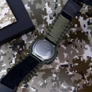 Годинник наручний Patriot 005 Тризуб золото Army Green Паракордовий ремінець Army Green + Коробка.