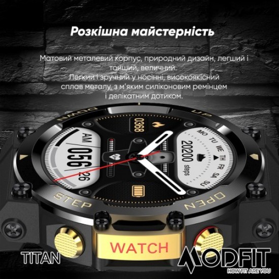 Розумний годинник Modfit Titan All Black 36 мм.