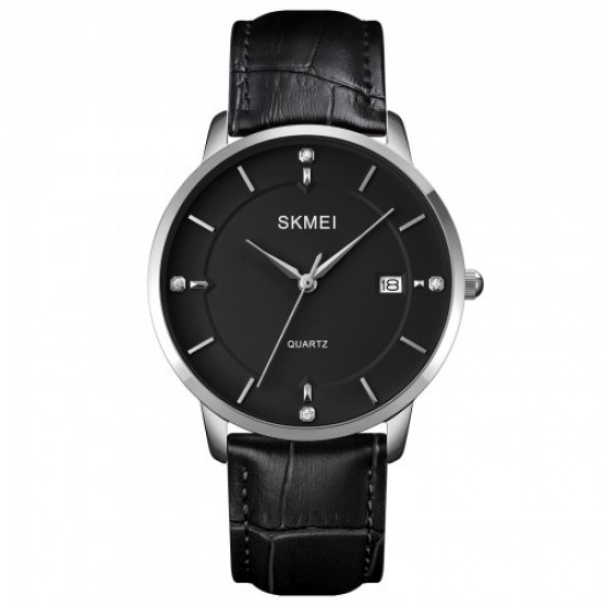 Skmei 1801LSIBK Silver-Black Leather