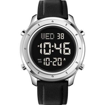 Skmei 1864LSIBK Silver-Black Leather