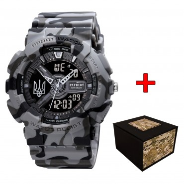 Patriot 005 Тризуб срібло Camo Grey + Коробка.