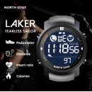 Чоловічий водостійкий спортивний тактичний годинник North Edge Laker Black 5BAR